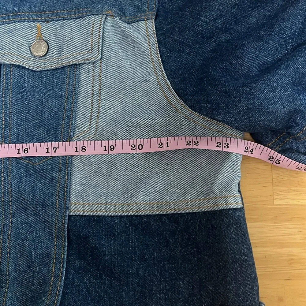 NWT AZALEA WANG ALL PATCHED UP PATCHWORKED  CROP DENIM JACKET - Picture 11 of 14